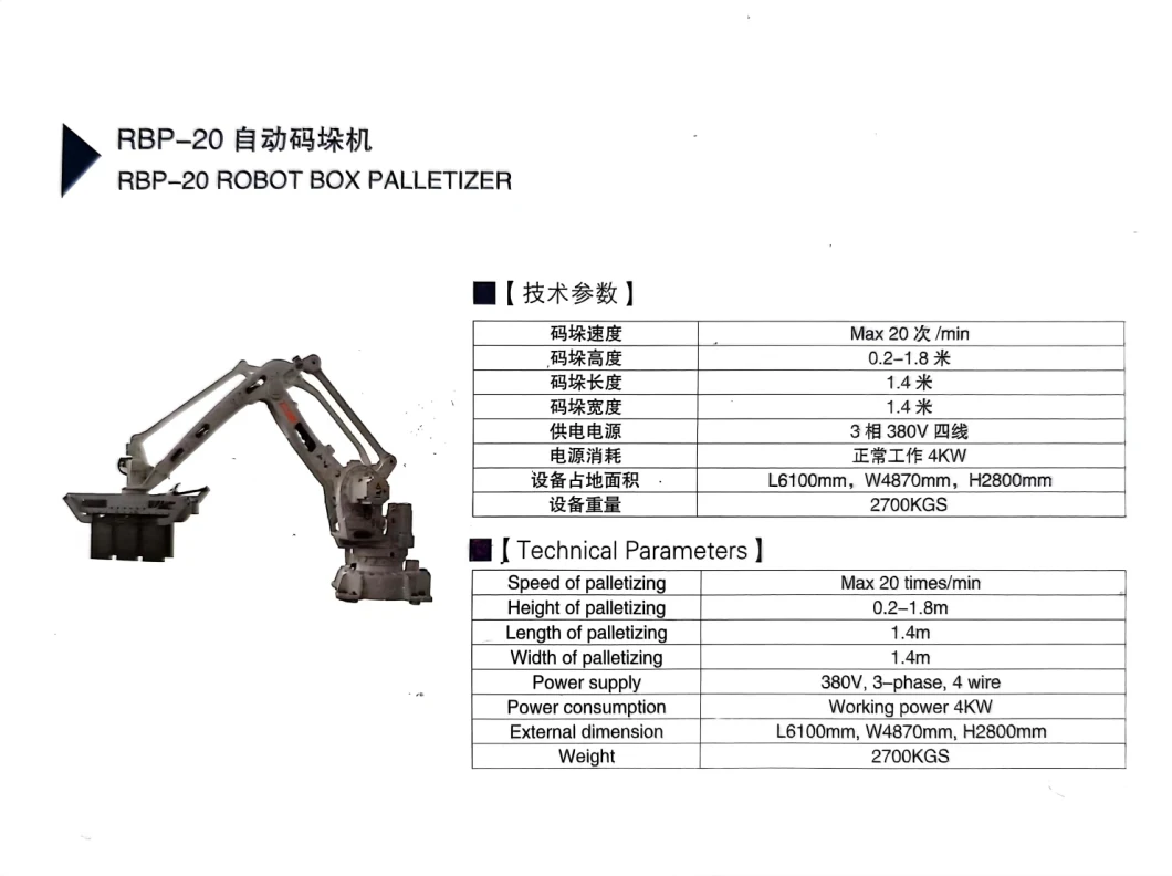 Rbp-20 Robot Box Palletizer